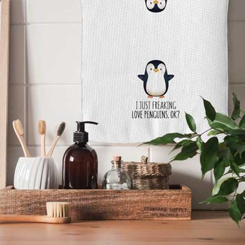 Tnuw I Just Freaking Love Penguins Ok Soft And Absorbent Bathroom Kitchen Towels,Cute Penguin Hand Towels Dish Towels Beach Towe