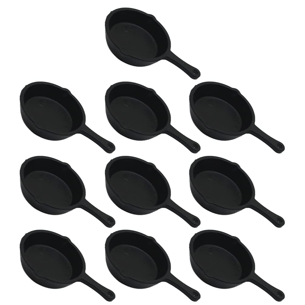Artibetter 10Pcs Miniature Skillet Mini Cast Iron Skillet Small Frying Pan Set For Baked Cookie Brownie Dollhouse Kitchen Access