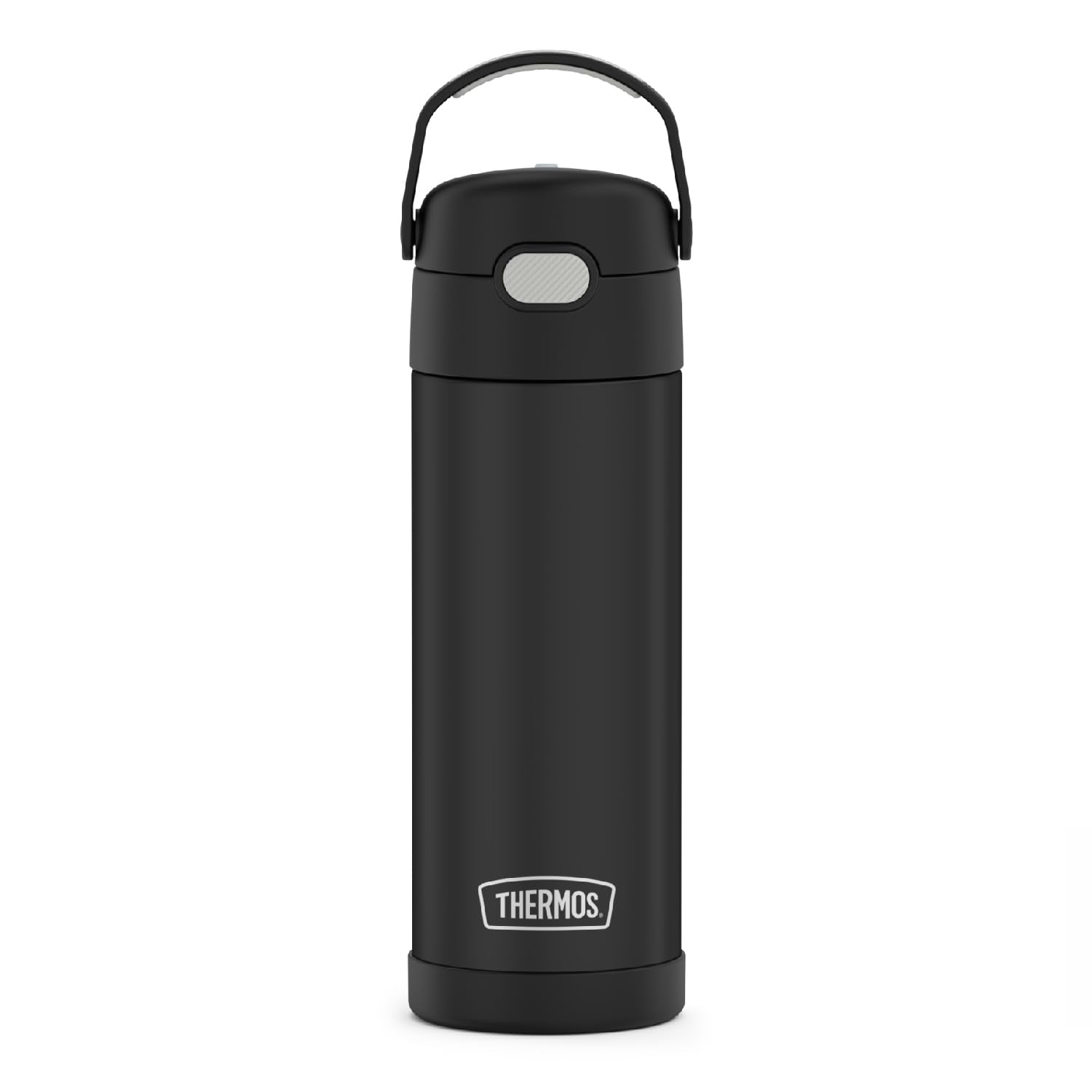 Thermos Funtainer 16 Ounce Stainless Steel Vacuum Insulated Bottle With Wide Spout Lid, Black Matte