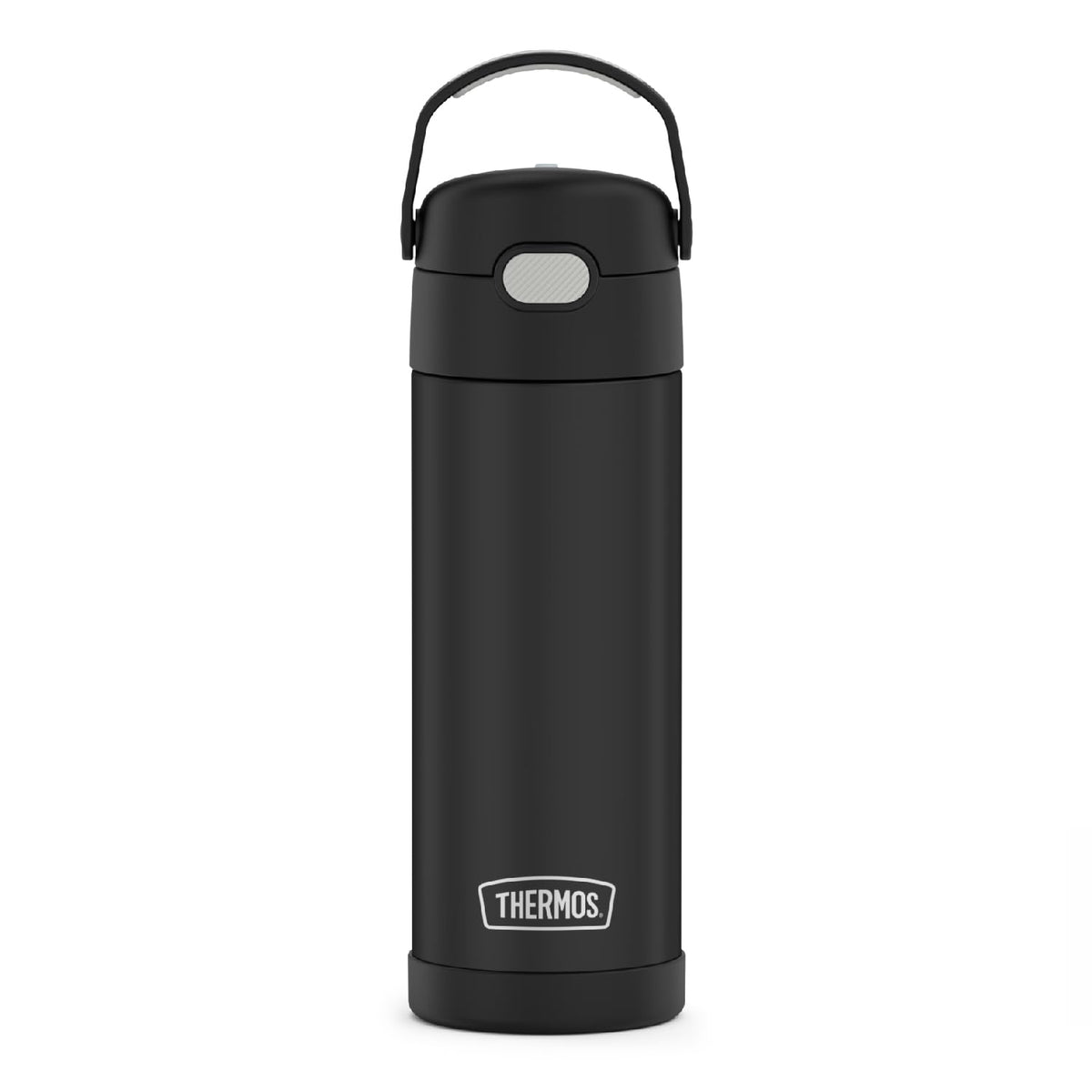 Thermos Funtainer 16 Ounce Stainless Steel Vacuum Insulated Bottle With Wide Spout Lid, Black Matte