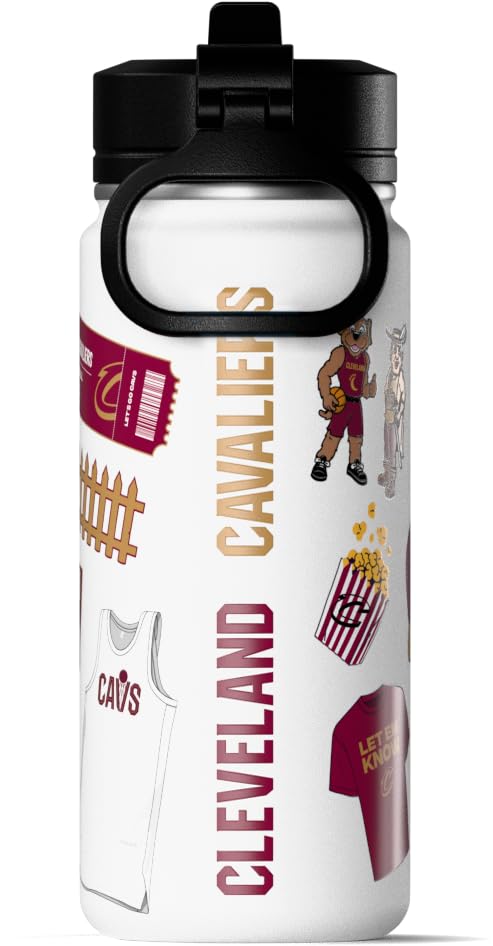 Hydrapeak x NBA Officially Licensed Cleveland Cavaliers 20 oz Active Water Bottle with Chug Lid and Handle Reusable Stainless St