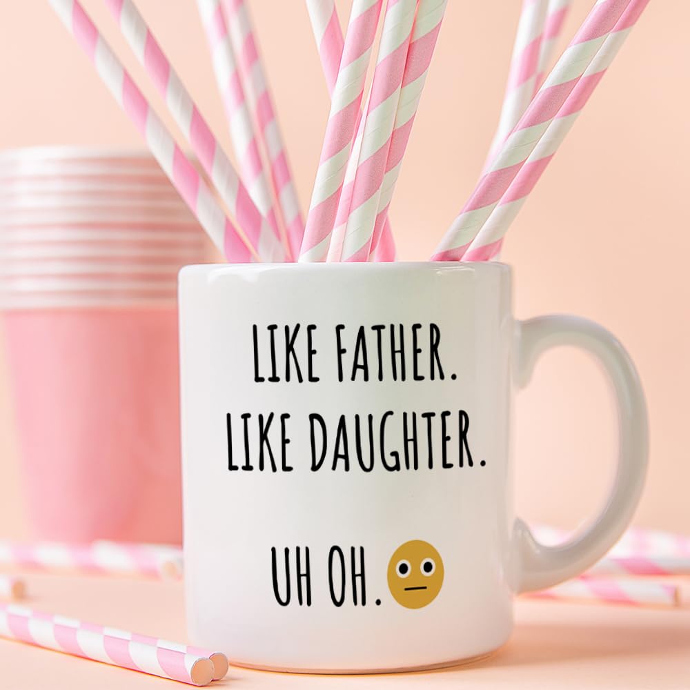 Fatbaby Funny Coffee Mug Gifts for Dad From Daughter,Birthday Christmas Fathers Day Gifts for Dad,Like Father Like Daughter,Dad