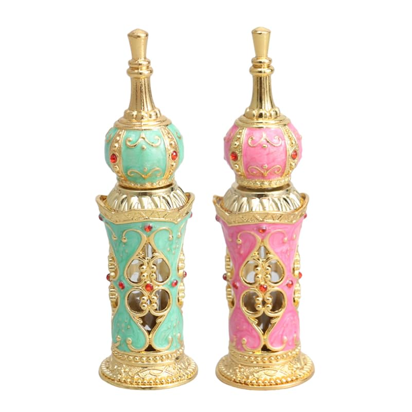 FRCOLOR 2Pcs Mini Perfume Refillable Bottle Glass Perfume Bottle with Metal Body Empty Essential Oil Container for Travel Fragra