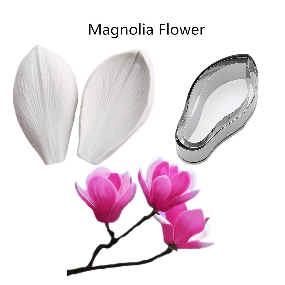 Colorkitchenware 19Pcs Gum Paste Flower Molds And Cutters Fondant Flower Tools Kit Sugar Flower Silicone Veining Mold Stainless