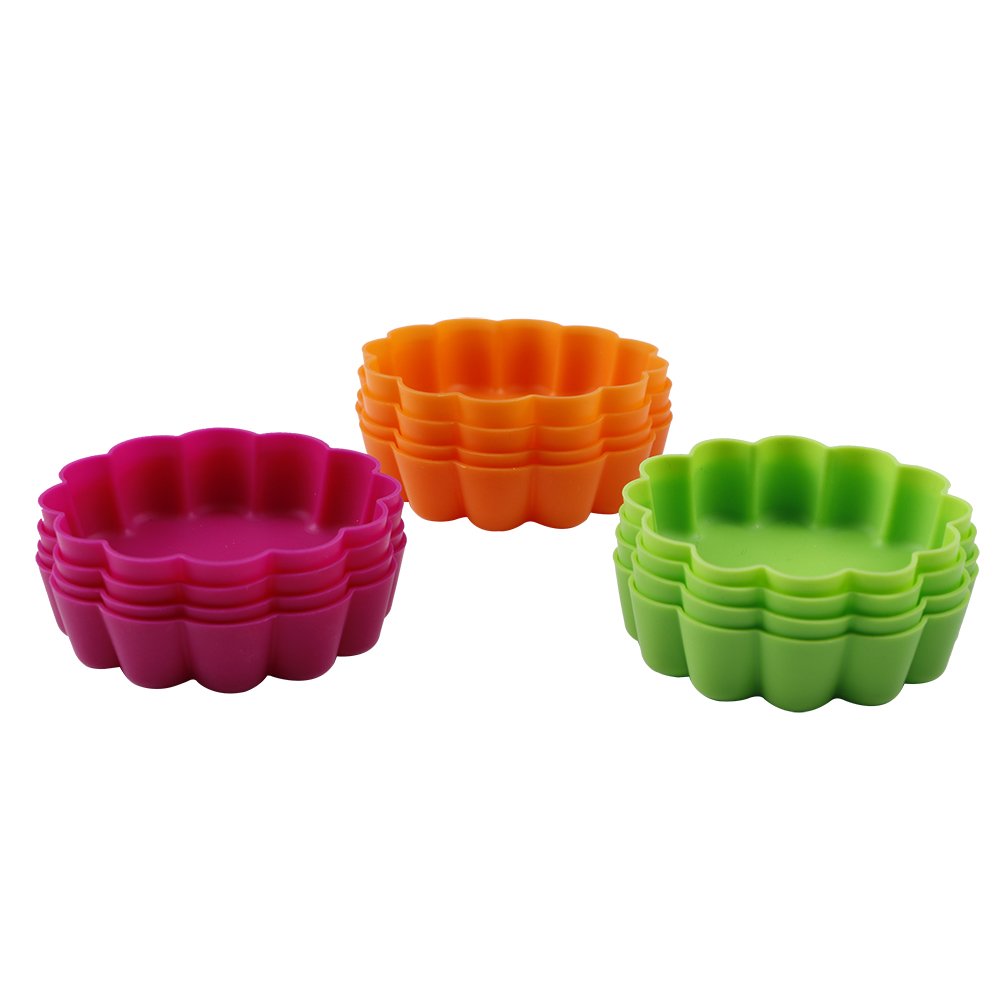 Webake Silicone Mini Tart Pan Non-Stick Mini Quiche Molds Holiday Small Pie Baking Pan 3-1/4 Inch Tart Mold, Wax Melt Liners Ind