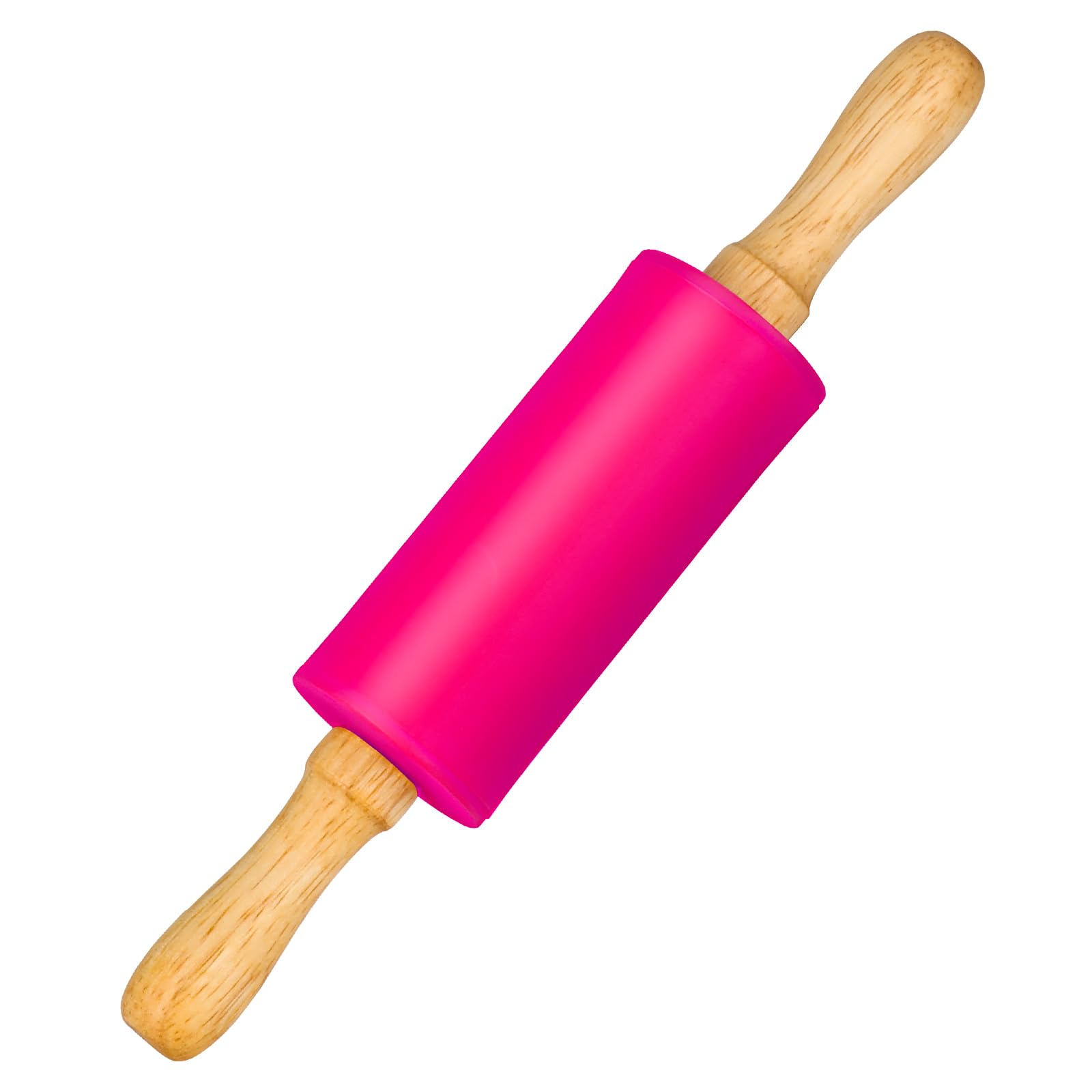Honglida Mini Silicone Rolling Pin for Kids, Non-stick Surface Wood Handle, 9 Inch 1 Pack Rose Red