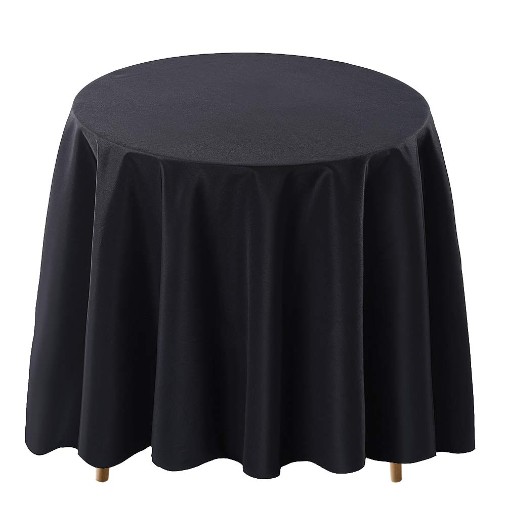 Surmente Tablecloth 70 Inch Round Polyester Table Cloth For Weddings, Banquets, Or Restaurants (Black)