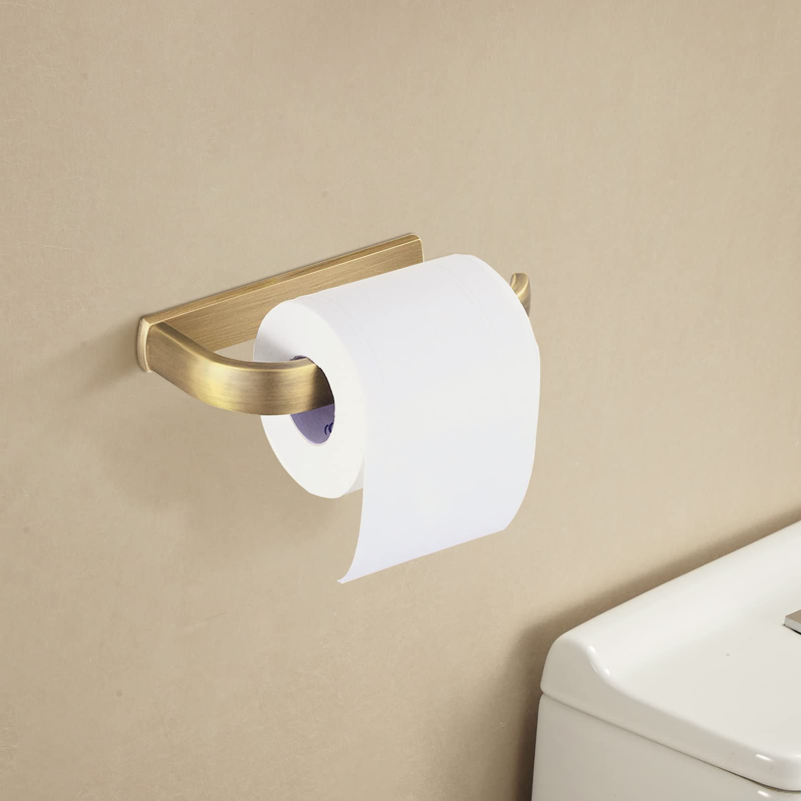 Bigbig Home Antique Toilet Paper Holder Set, Brushed Brass Towel Holder For Bathroom, Rustic Towel Ring Wall Mounted Vintage