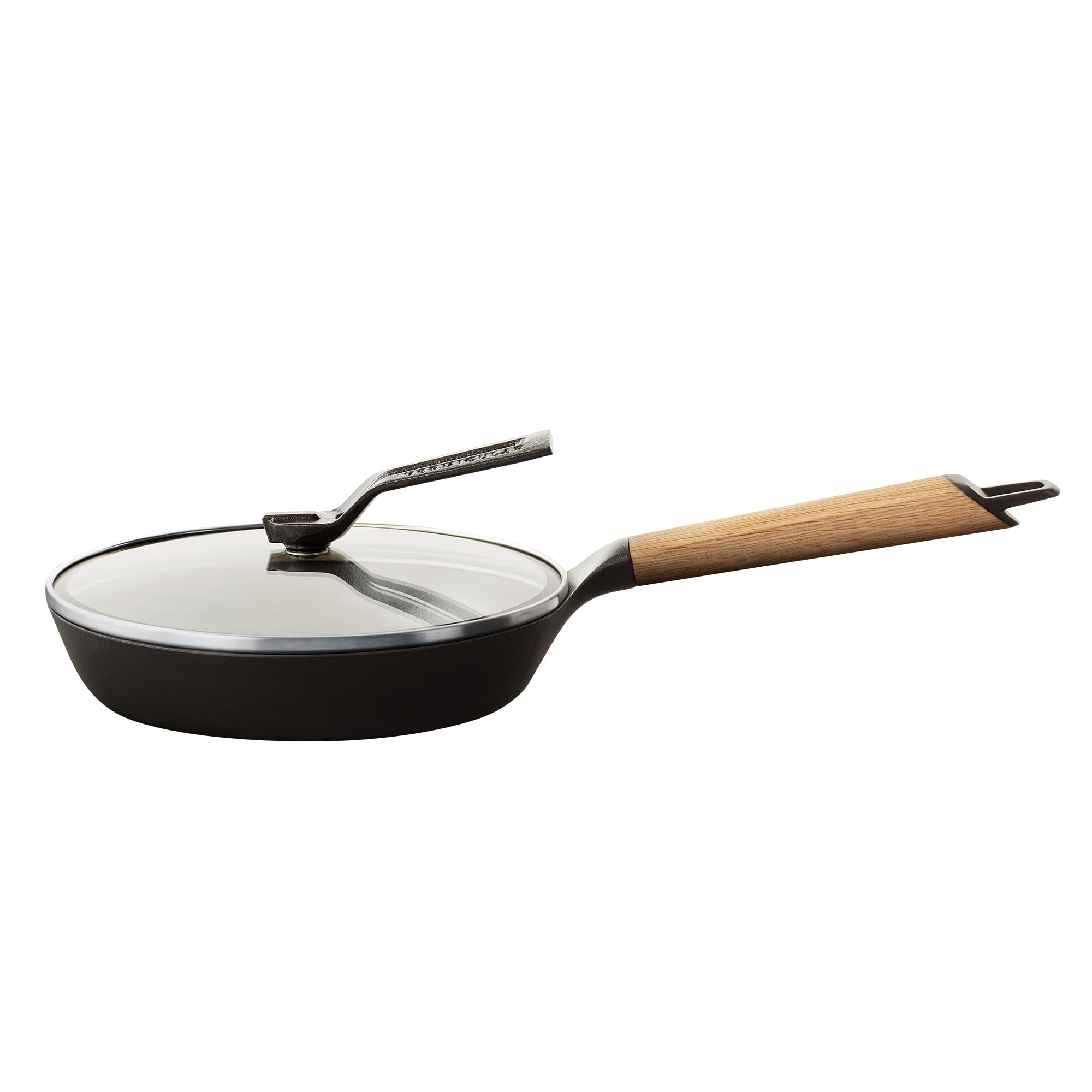 Vermicular Frying Pan & Glass Lid | 20cm (7.9)  Oak Wood Handle