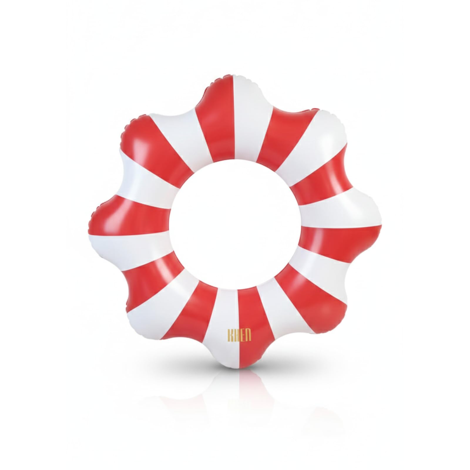 Amalfi Scalloped Inflatable Tube Pool Float Ring - Red & White