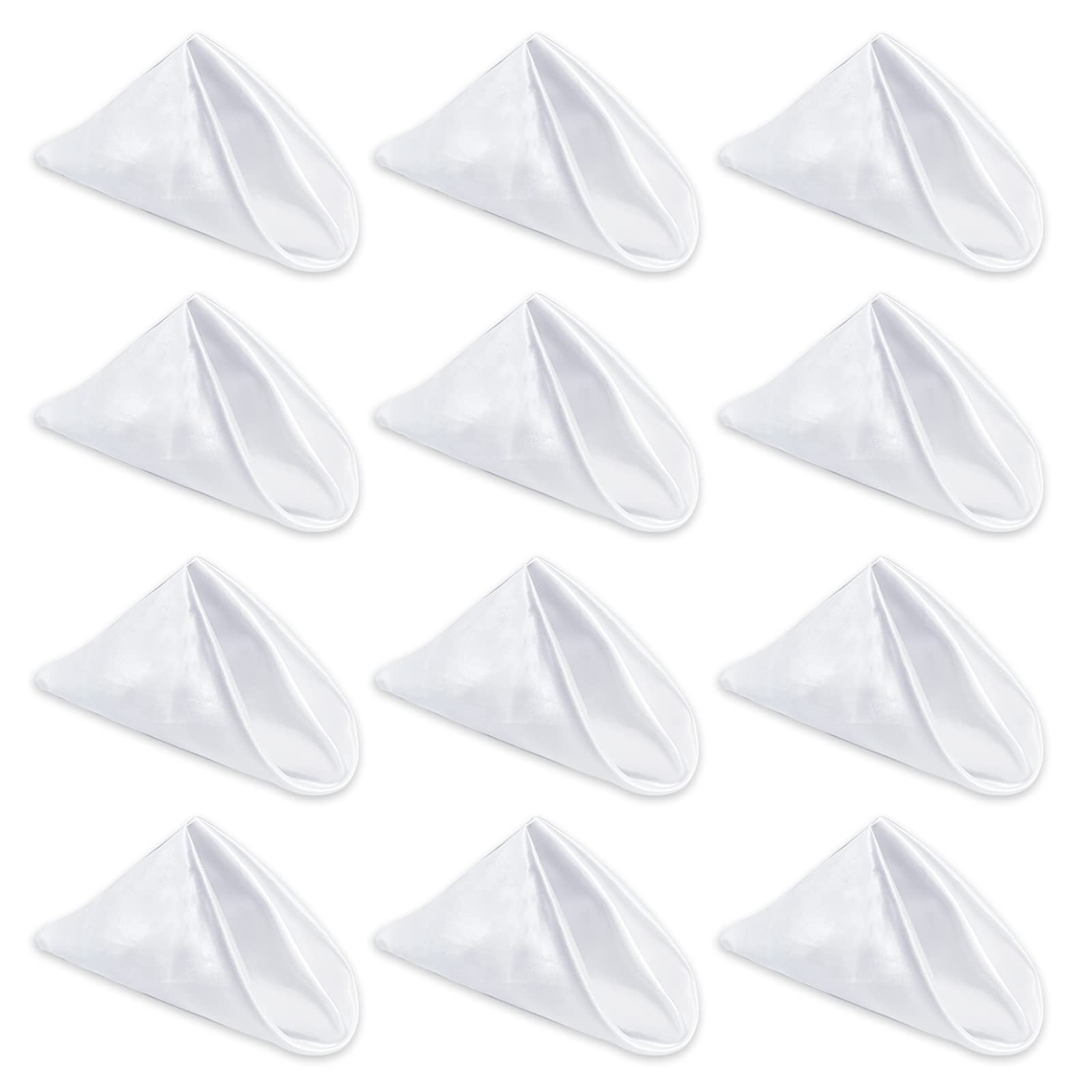 White Cloth Napkin Set Of 12,Satin Dinner Napkins Cloth Washable,Reusable Napkin For Everyday Use Dining Table,Restaurant,Weddin