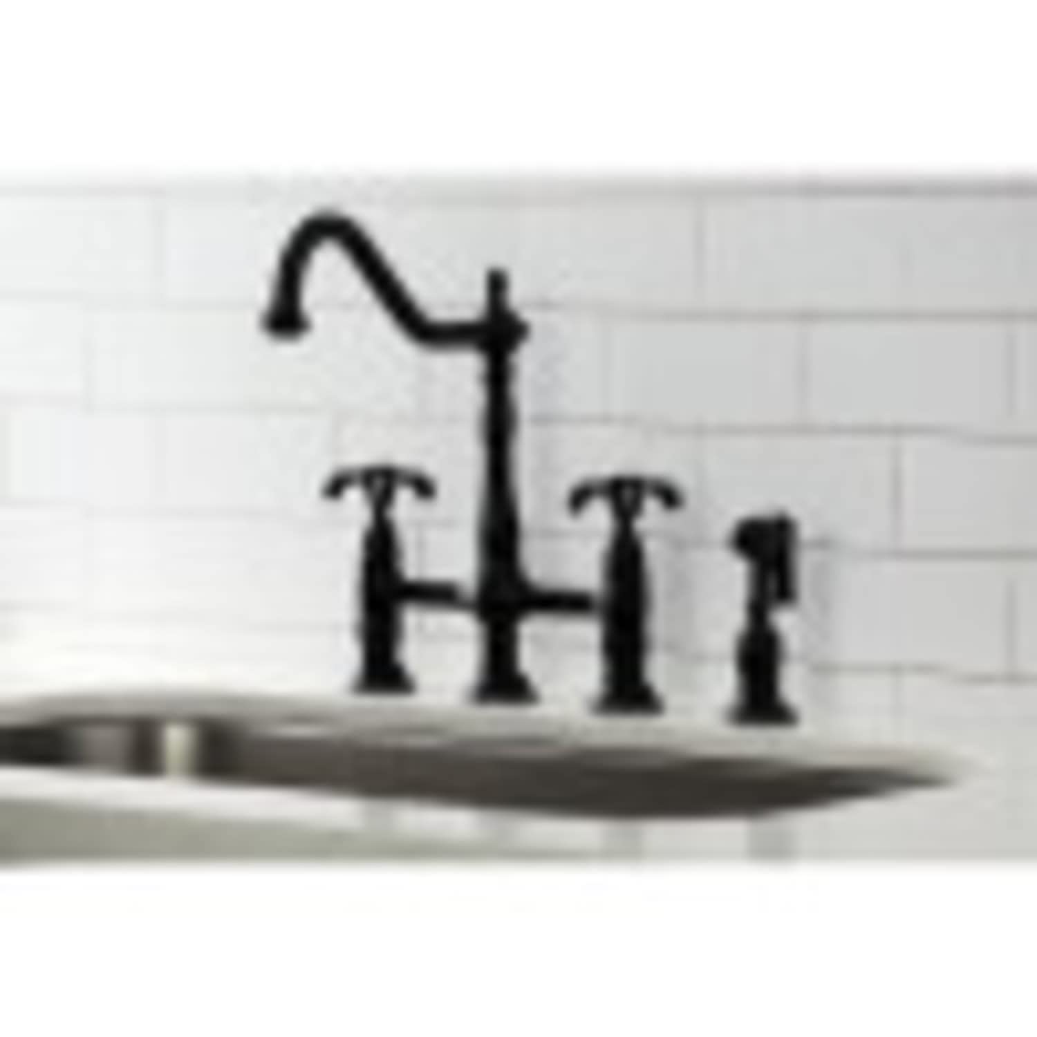 Kingston Brass KS1275TXBS French Country Kitchen Bridge Faucet with Brass Sprayer  Oil Rubbed Bronze
