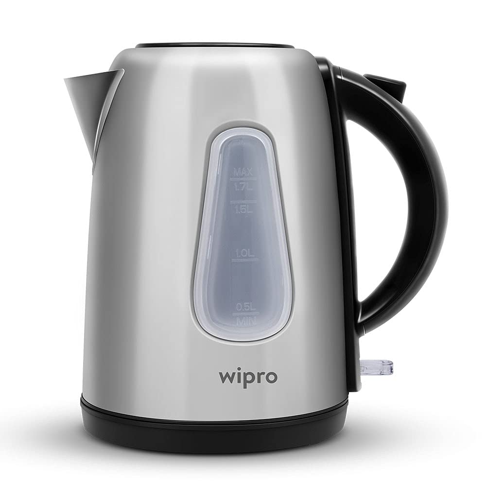 Wipro Vesta Electric Kettle Stainless Steel 1.7 Liter|2000 Watt|Auto Shut-Off|Boil Dry Protection|360 Rotating Base|Single Touch