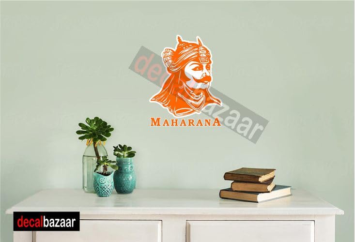 decalbazaar Vinyl Maharana Pratap Singh Glossy Glass Wall Vehicle Sticker, 11 x 8.5 Inches Orange