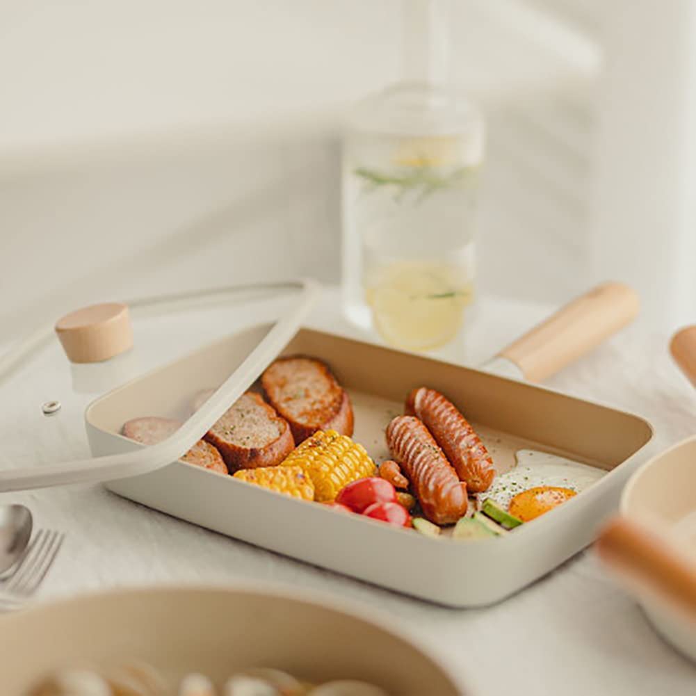 Neoflam Fika Nonstick Brunch Pan With Glass Lid, Tamagoyaki Japanese Omelette Skillet, All Day Frying Pan, Induction, Made In Ko