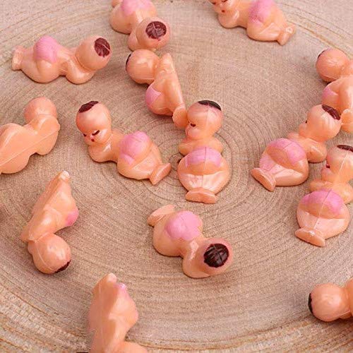 Mini Plastic Babies For Party Favor Decor Party Decorations Baby Shower Party Game Ice Cube Game (3/4'' 60Pcs, Pink)