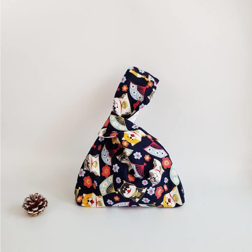 Jusunifixo Portable Cotton Wrist Bag Small Sleeve Knot Pouch,Wristlet Handbag For Shopping,Canvas Purse Anti-Lost Tote Knot Bag