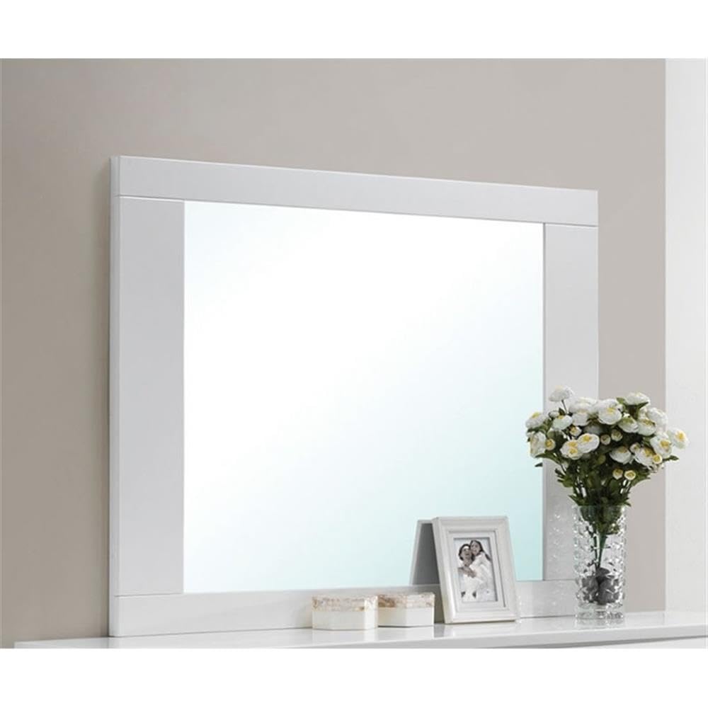Acme Lorimar Rectangular Wooden Mirror in White