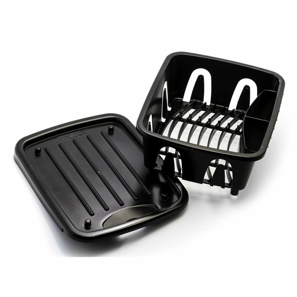 New Camco 43512 Black Mini Dish Drainer And Tray
