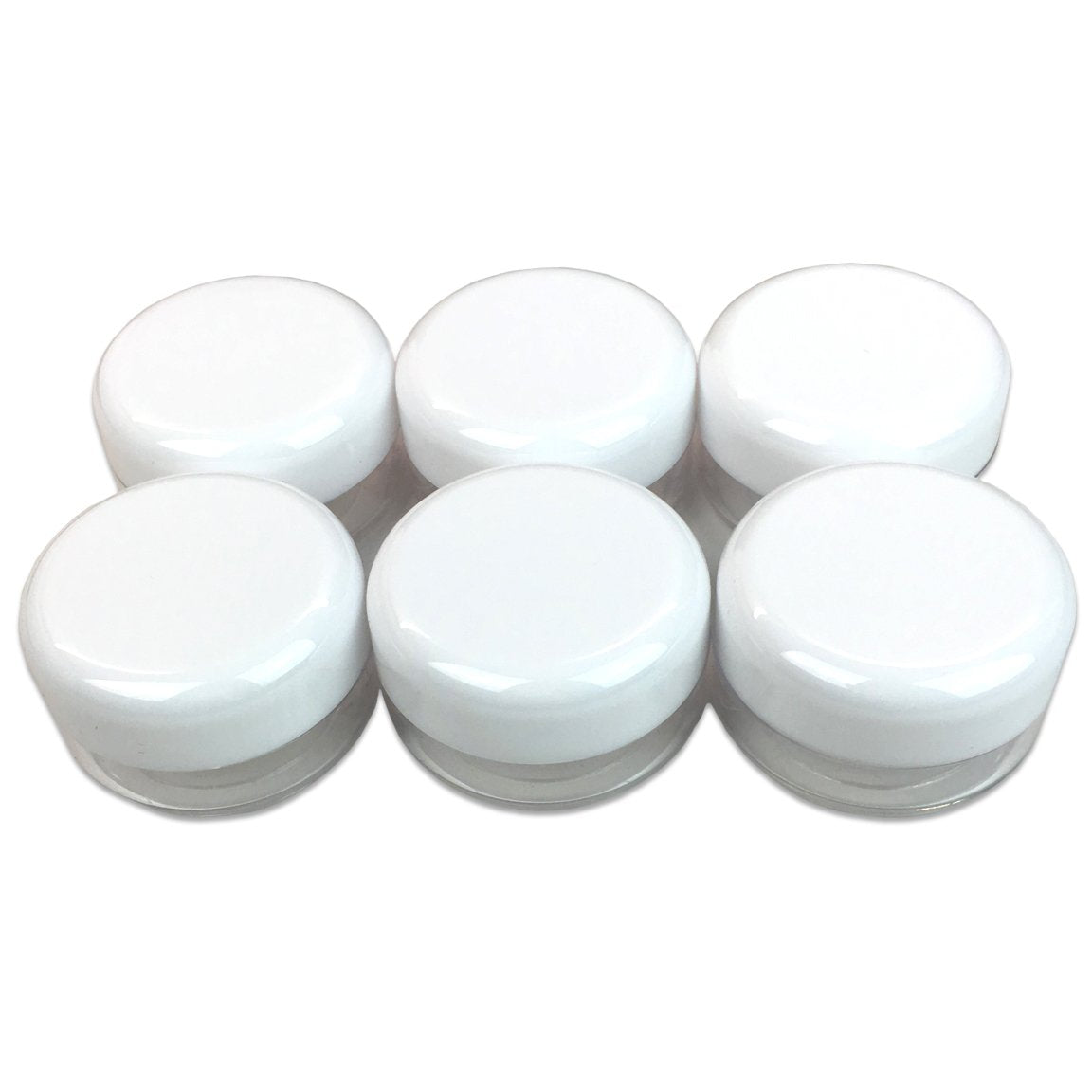 Beauticom 15 gram/15ml Empty Clear Small Round Travel Container Jars with Lids for Make Up Powders  Eyeshadow Pigments  Lotions  Creams  Lip Balm  Lip Gloss  Samples (24 Pieces  White Lid)