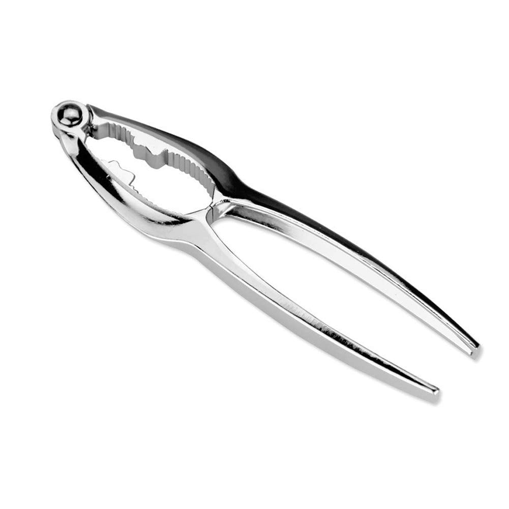 Lasenersm 1 Piece Nutcracker Chestnut Clip Walnut Pliers Lobster Shellers Crab Legs Crackers Seafood Tools Set, Silver
