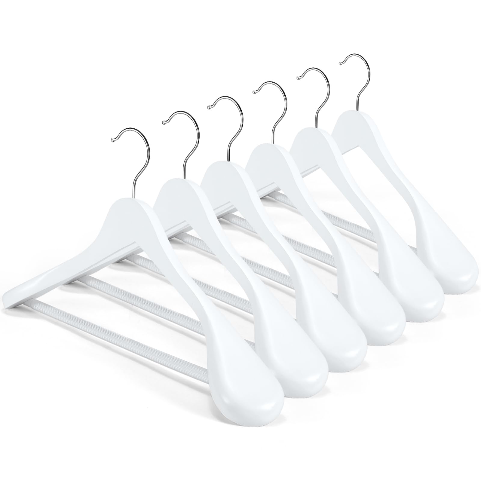 House Day High-Grade Solid Wood Coat Hangers For Women, Wide Shoulder Wooden Hangers, Suit Hangers With Non Slip Pants Bar, Smoo
