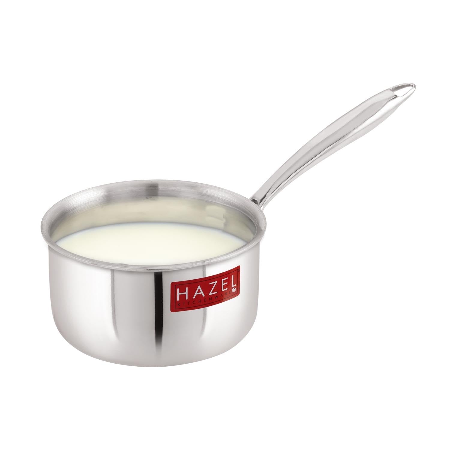 Hazel Triply Stainless Steel Saucepan 1.6L | Flat Bottom Milkpan For Tea & Sauces, 17.5 Cm | Gas & Induction Compatible Cookware