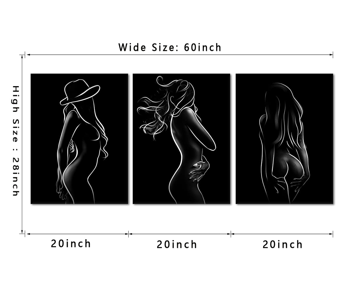 Yatsen Bridge Sexy Canvas Wall Art For Bedroom Abstract Naked Woman Black And White Line Drawing Pictures Sexy Theme Artwork For