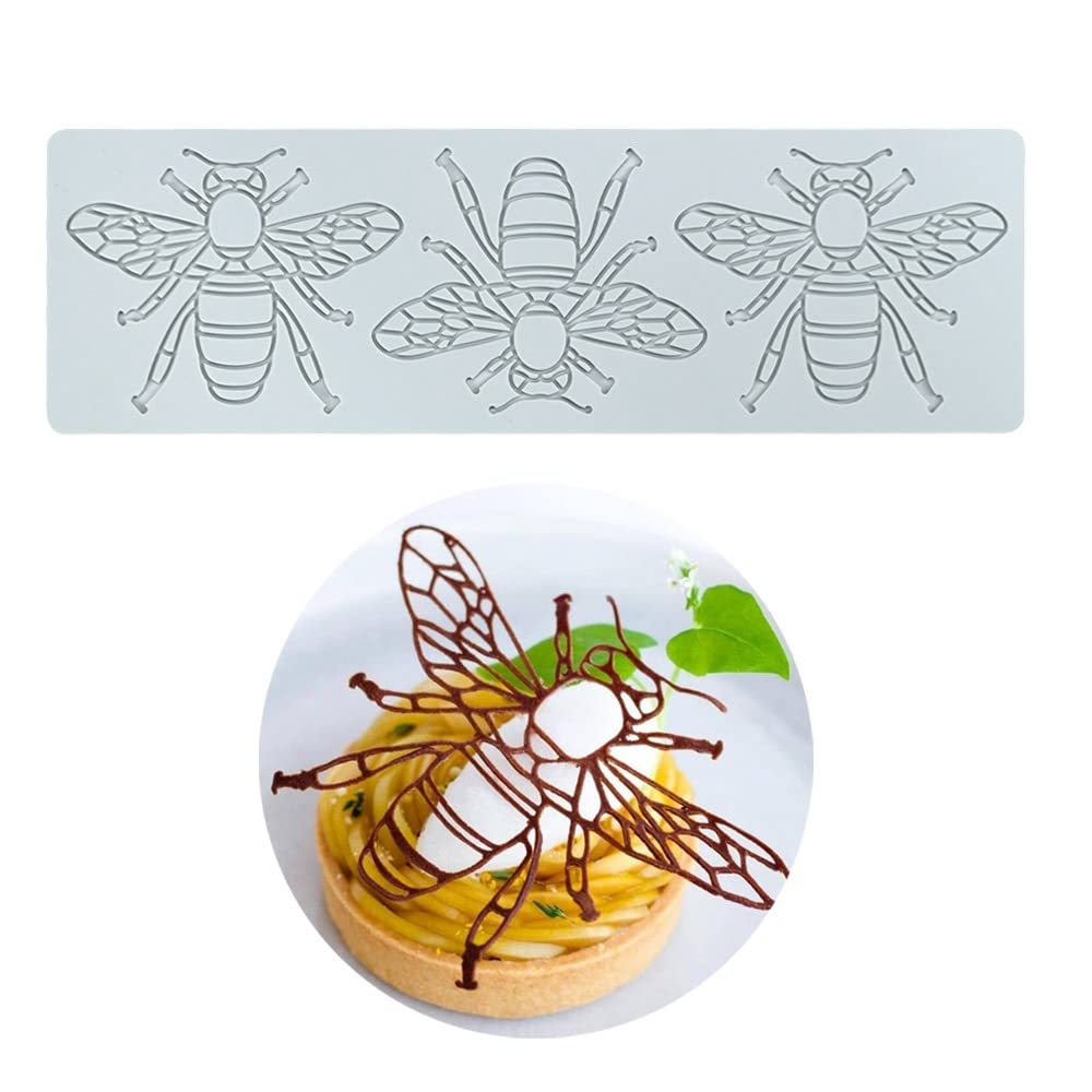 Silicone Molds 3D Hollow Leaf Chocolate Molds Honeycomb Bee Candy Mold Flower Pattern Fondant Mold Cake Topper Sugar Craft Decor