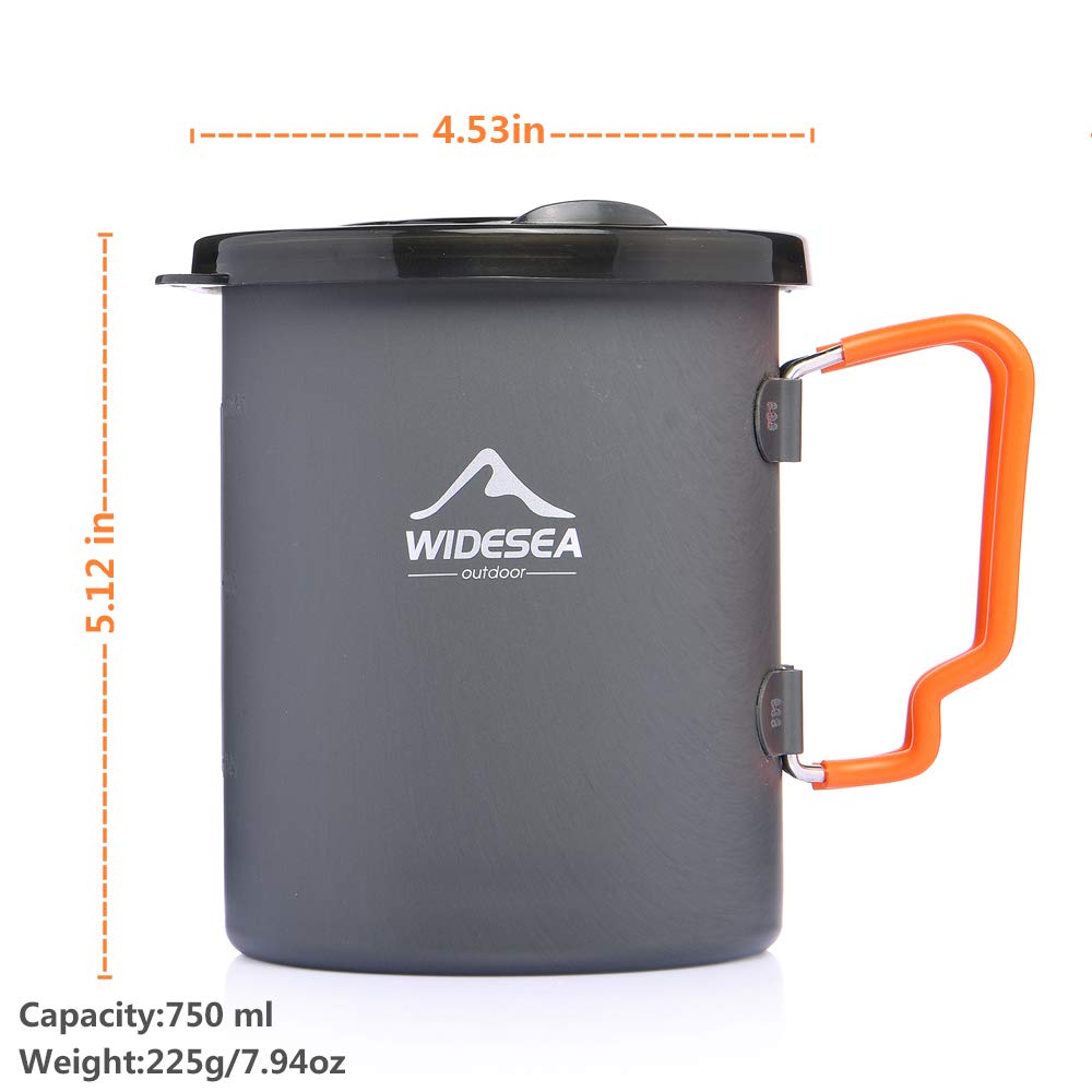Widesea Camping Coffee Pot 750Ml, French Press Coffee Maker,Lightweight Backpacking Pot With Collapsible Handle For Camping,Hiki