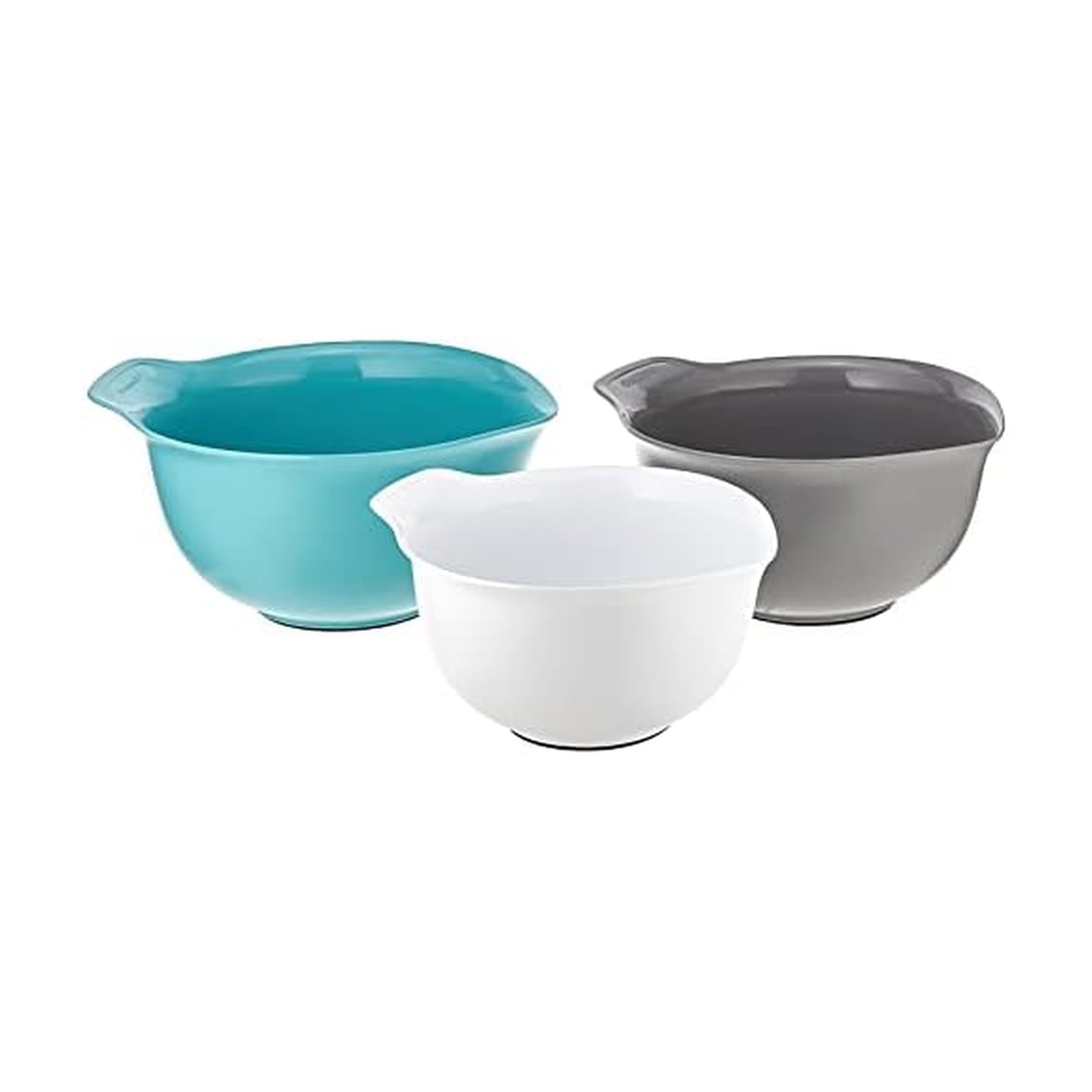KitchenAid Universal Nesting Plastic Mixing Bowls, Set Of 3, 2.5 quart, 3.5 quart, 4.5 quart, Non Slip Base with Easy Pour Spout
