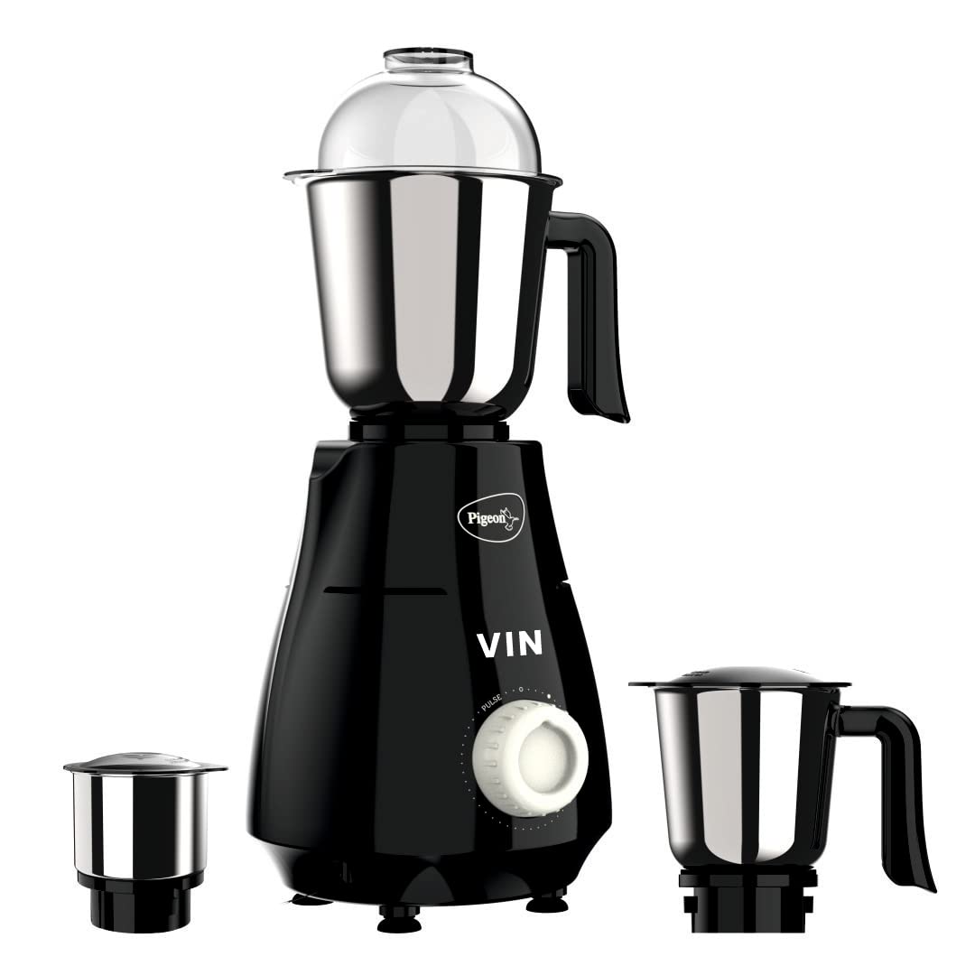 Pigeon By Stovekraft Vin Mixer Grinder Machine For Kitchen | 750 Watts | 3 Multipurpose Jars For Juicing | Chutney Making | Dry 