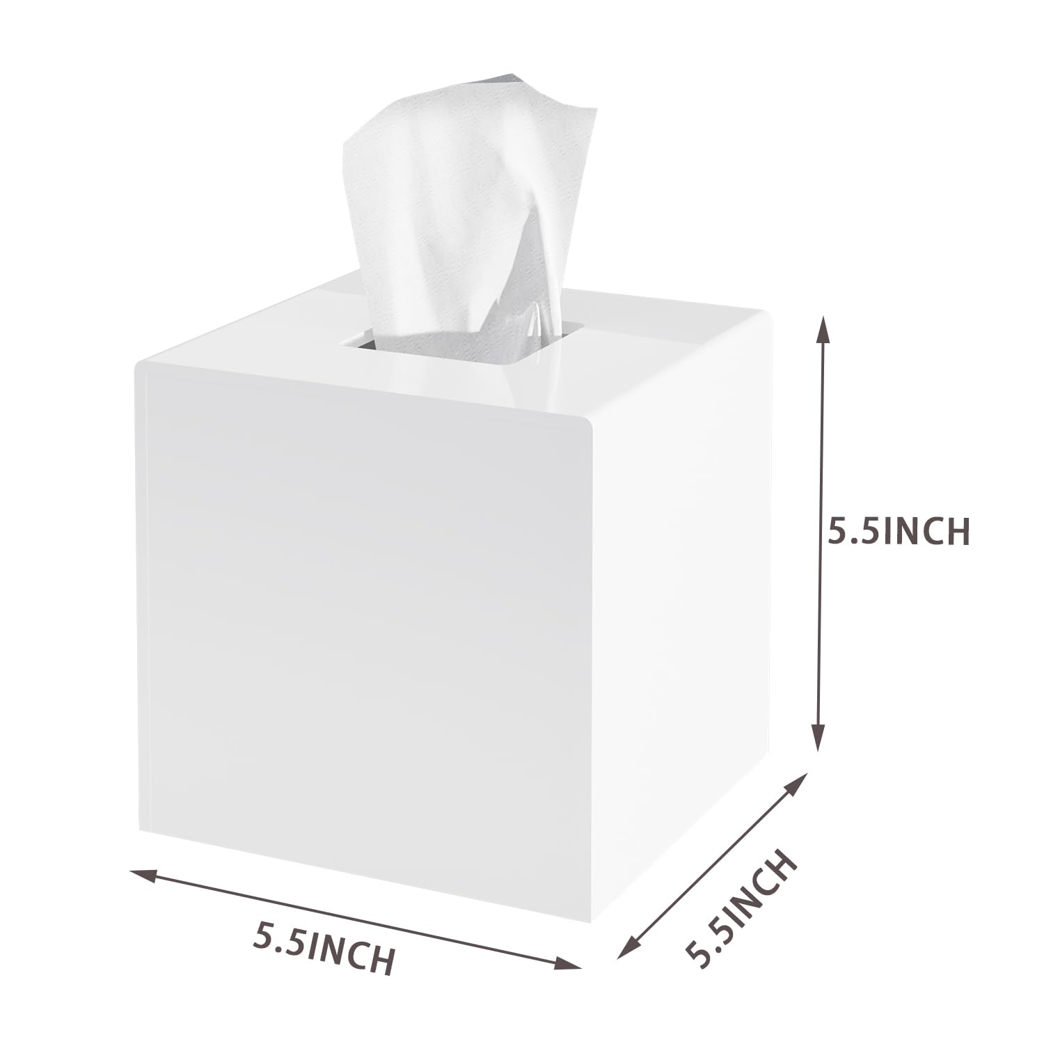 Pitbvo Acrylic Tissue Box Cover, White Square Tissue Box Holder, Facial Napkin Dispenser For Bathroom Kitchen Bedroom Office