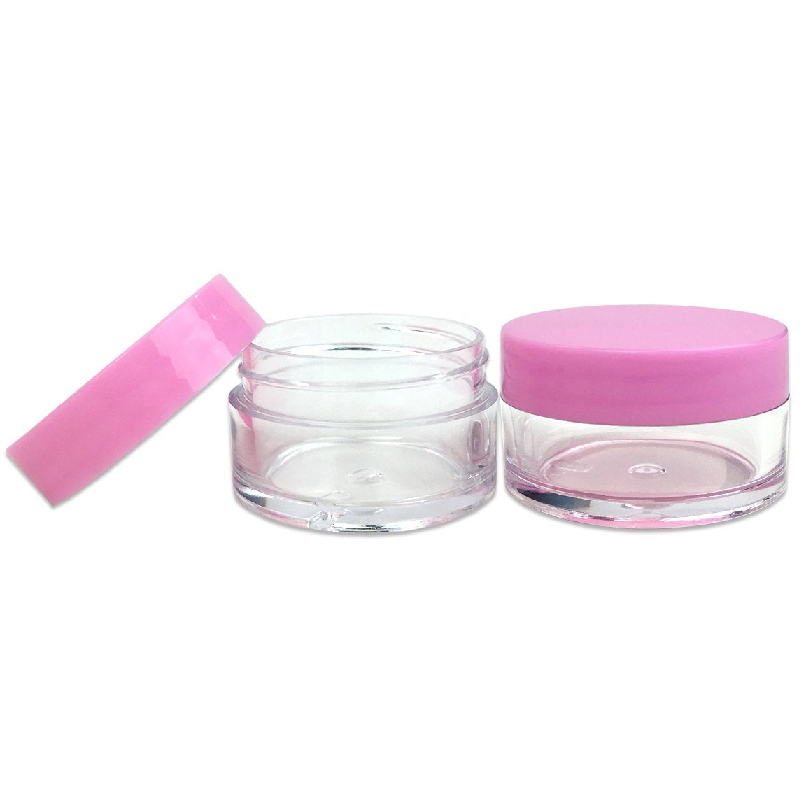 Beauticom 12 Pieces 20G/20Ml Round Clear Jars With Pink Lids For Lotion, Creams, Toners, Lip Balms, Makeup Samples - Bpa Free