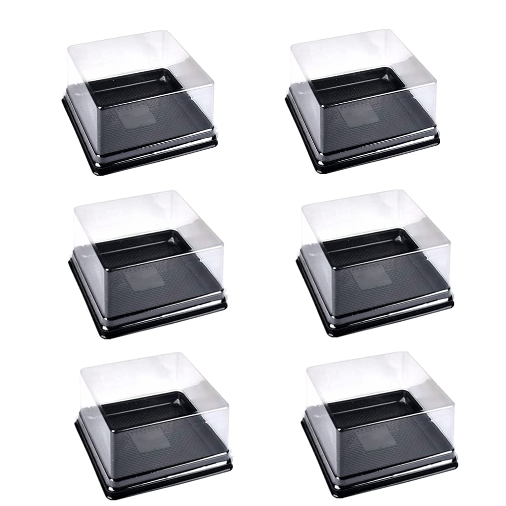 Hewnda 50 Pack Of Clear Plastic Mini Cake Box Muffins Box Cookies Cookies Muffins Dome Box Wedding Birthday Gift Box (3'' Square