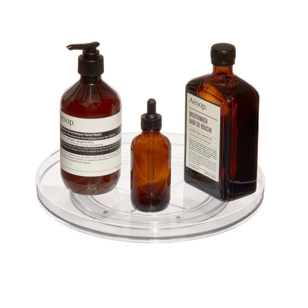 Idesign The Sarah Tanno Collection 11       Lazy Susan Spinning Cosmetic Organizer, Made Of Recycled Plastic, Clear