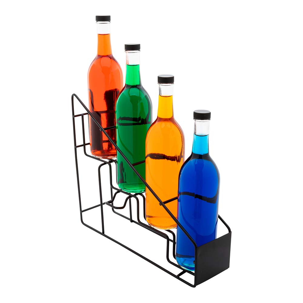 Restaurantware Restpresso 14 X 4 X 12 Inch Coffee Syrup Rack 1 4-Tier Syrup Holder - Wire Design Compact Black Iron Syrup Stand