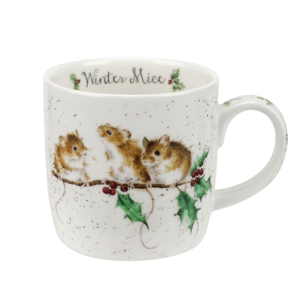 Dayuup Portmeirion Home & Gifts MMMZ5629-XS Wrendale Winter (Mice) Single Mug, Bone China, Multi Coloured, 12 x 8.4 x 8 cm, 0.26