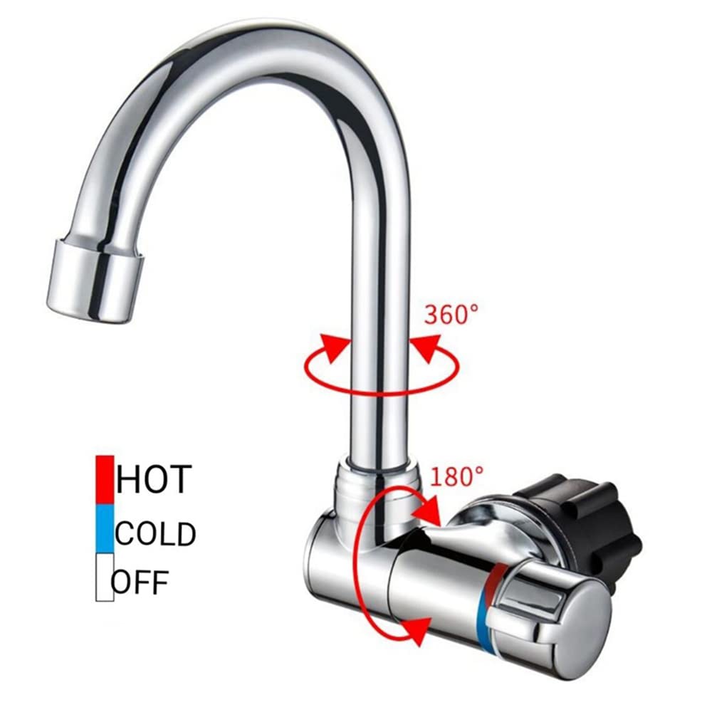 Foldable Faucet, 360 Rotation Sink Water Tap Cold & Hot Water Mixer Faucet For Rv Boat Foldable Copper Kitchen Faucet