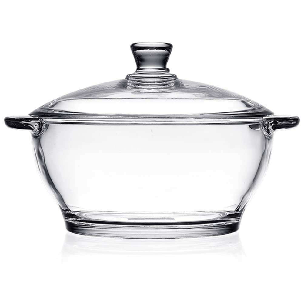 DOITOOL Glass Casserole Dish with Lid, 2.5L Heat Resistant Glass Saucepan with Cover, Clear Simmer Pot Covered Cookware Microwav