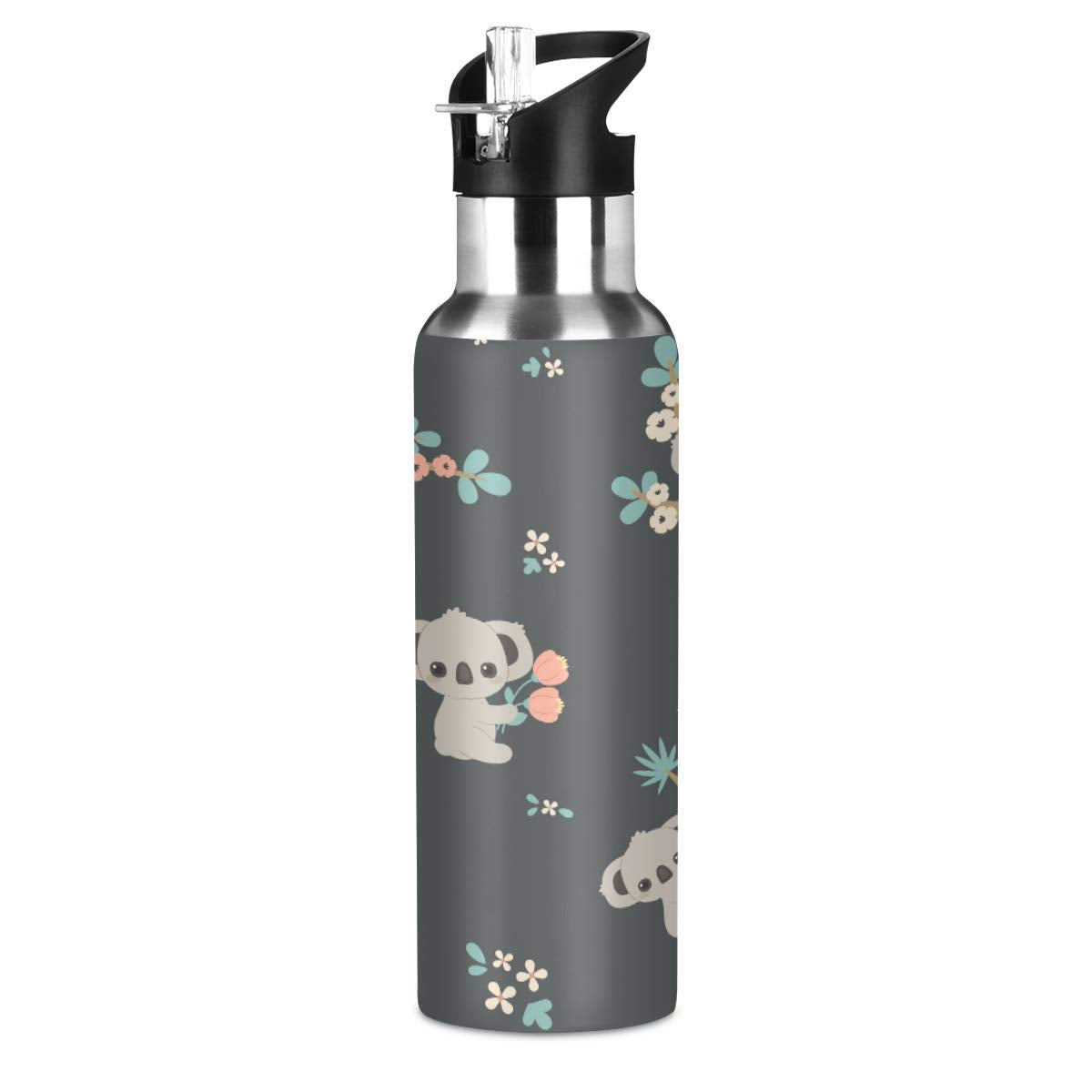 Cute Koala Water Bottle Kids Stainless Steel Vacuum Insulated Water Flask Sandard Mouth Bottle With Wide Handle