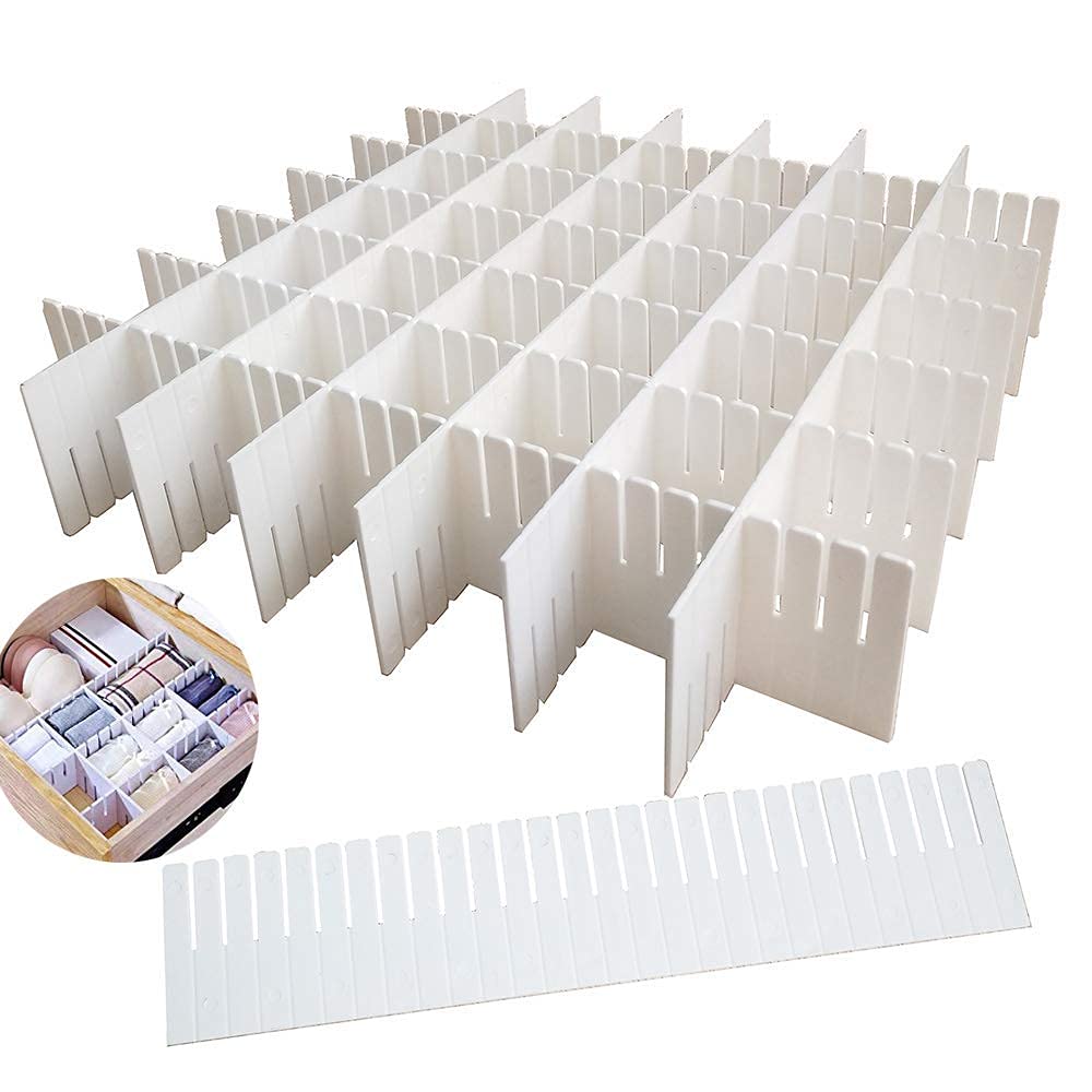 Anshez Drawer Divider Organizers, Diy Plastic Grid, Plastic Adjustable Drawer Dividers, Household Storage | Sock Underwear (Mult