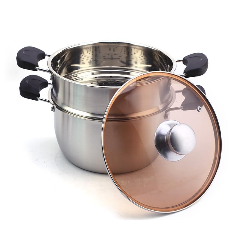 Moradiya Fresh (Label) Stock Pot And Steamer With Glass Lid | Tier Steamer Steaming Pot With Handle And Lid Soup Pot Cooking Pot