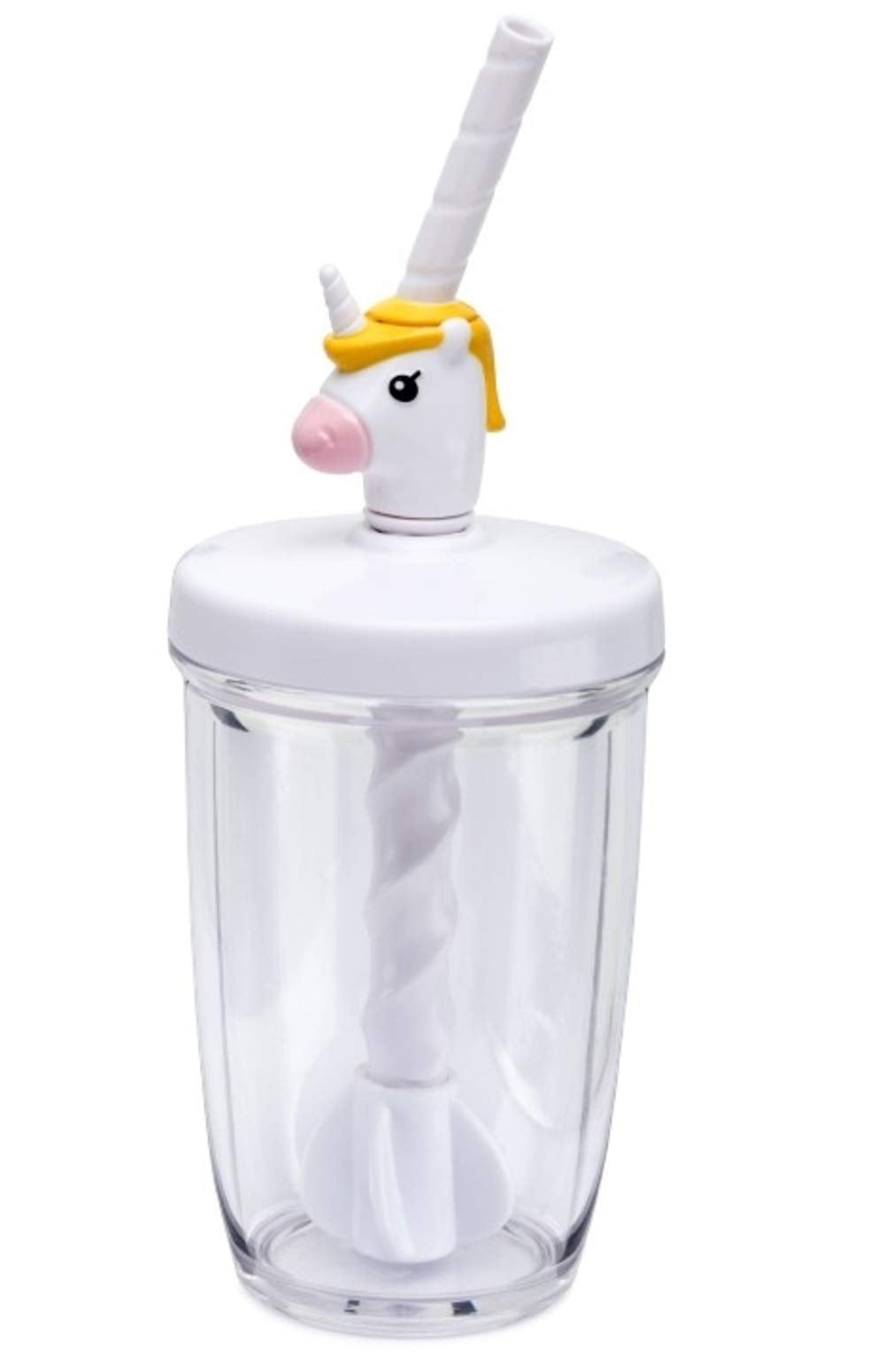 Msc International 16162 Joie Unicorn Mix With Lid Pump And Drinking Straw, 10-Ounce Capacity, Unicron Milk Cup, White