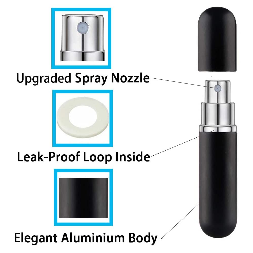 Shxxyljh Spray Bottle Pink Black Yellow Bottle Travel Refillable, Portable Mini Refillable Atomizer 5Ml, Little Perfume Spray Bo