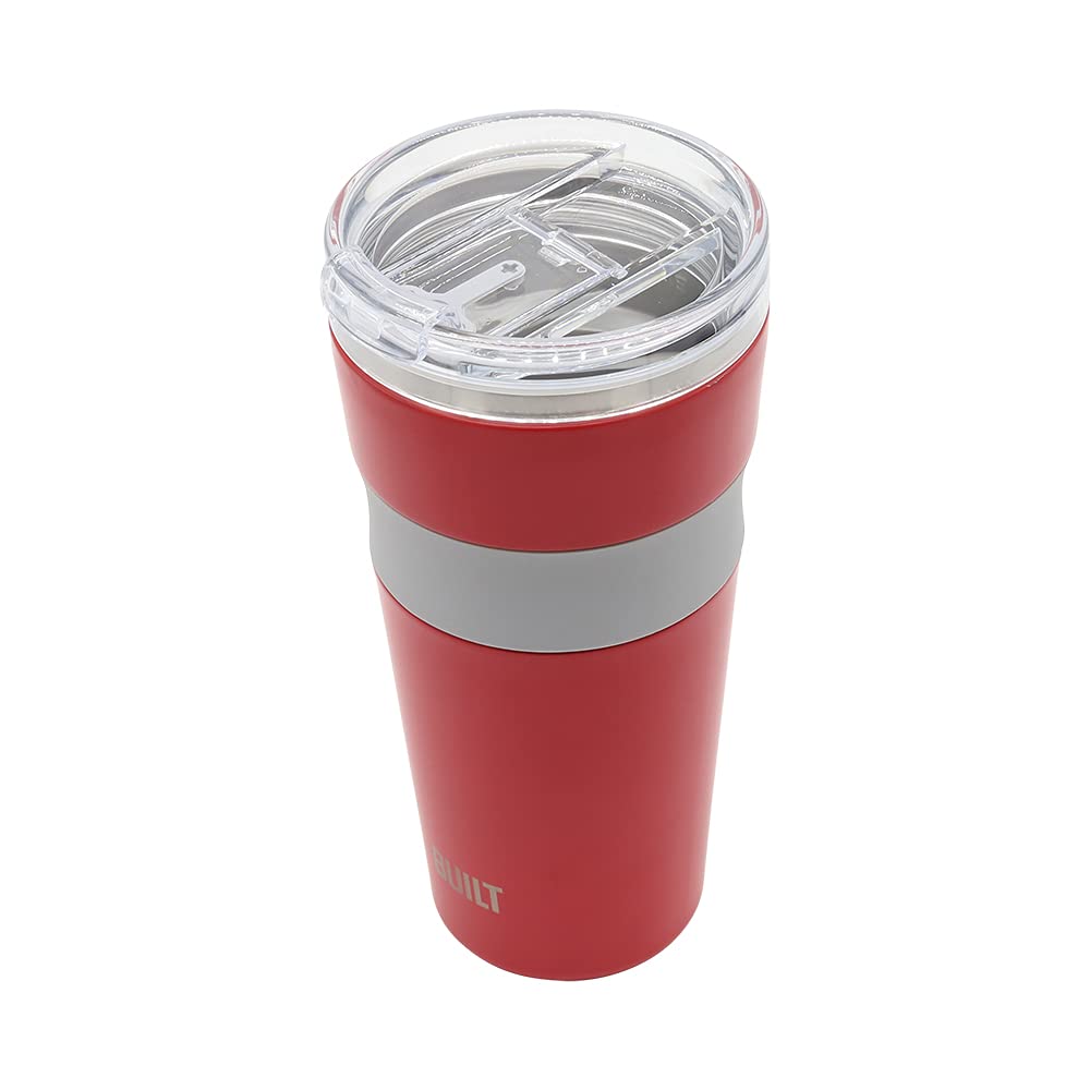 Built 24 Ounce Shasta Double Wall Vacuum Insulated Stainless Steel Coffee And Water Tumbler With Easy To Clean Flip To Open Lid,