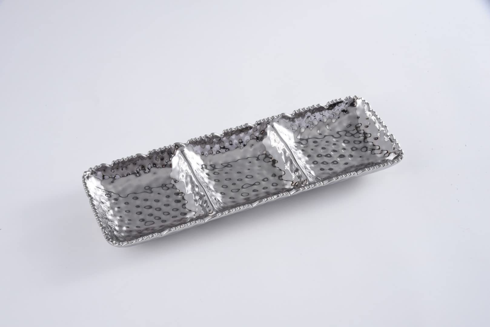 Pampa Bay Millenium Titanium-Plated Porcelain 3-Section Serving Piece, 15.5 X 5.5 X 1.5In