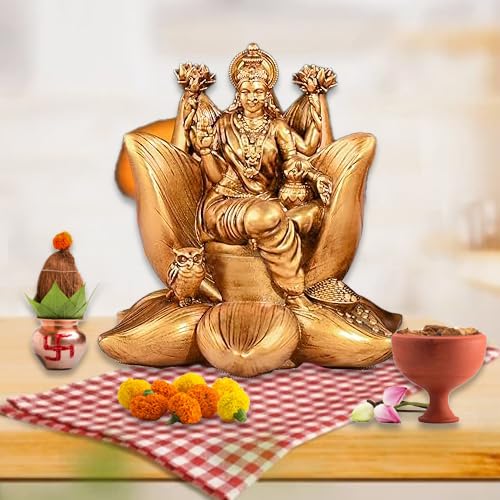 A&S Ventures Laxmi Ganesh Statue Polyresin Laxmi Ganesh For Diwali Poojan Home Tample Mandir Pooja Ghar Hindu Deity Idols (Golde
