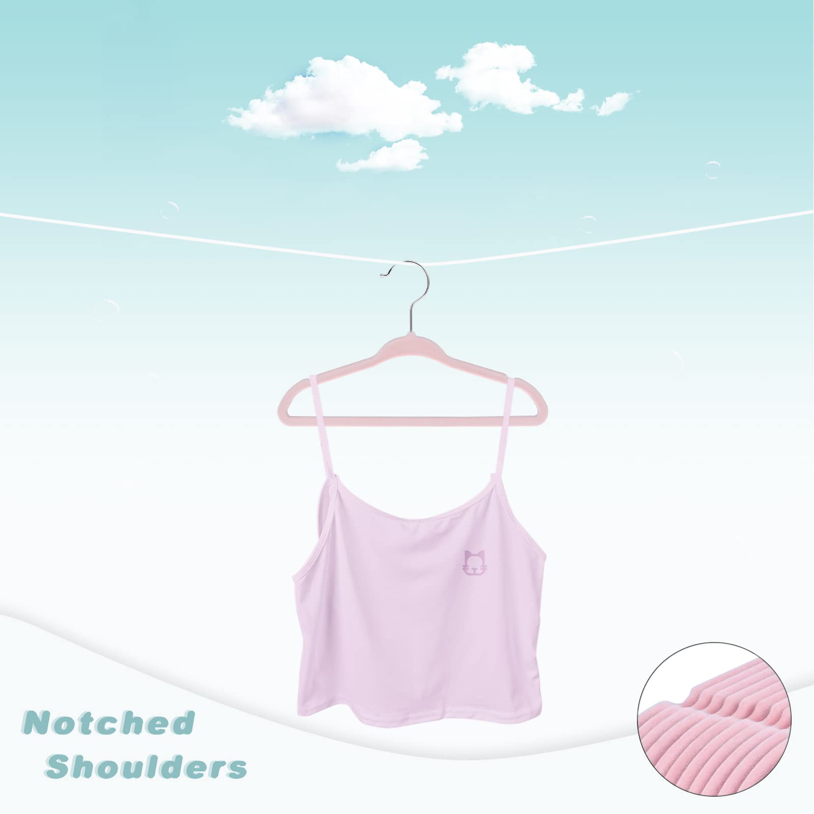 Bagial Kids Velvet Hangers 14 Inches Children'S Clothes Hangers Non-Slip Baby Hangers For Infant/Toddler (Pink,50Pack)