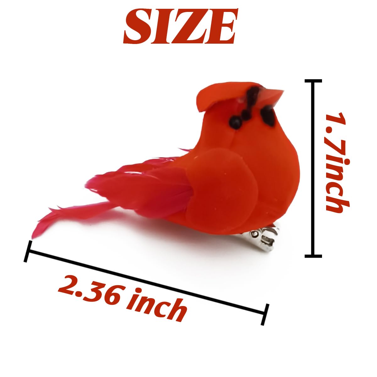 GXXMEI 20PCS Christmas Mini Cardinal Clip on Tree Ornaments Bird Decorations Approx. 2.36 Inch Long Bright Red Velvet & Feathers